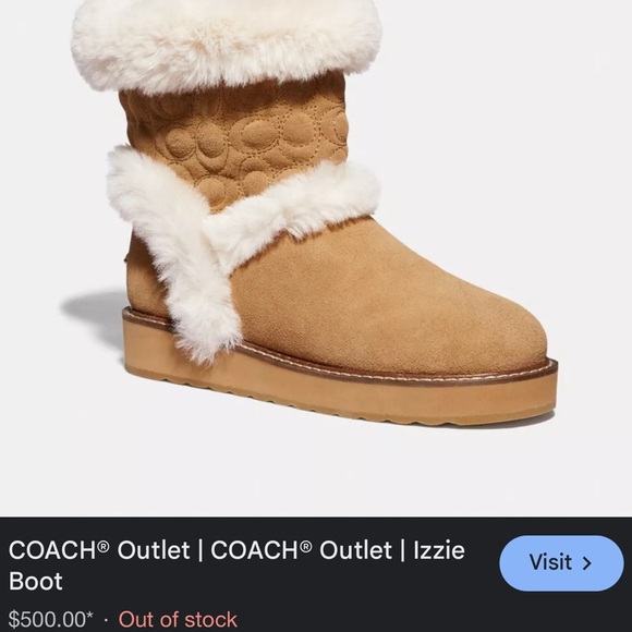 COACH IZZIE Boots Size 9 Signature Midcalf Suede Faux Fur FG4597 - Picture 15 of 15